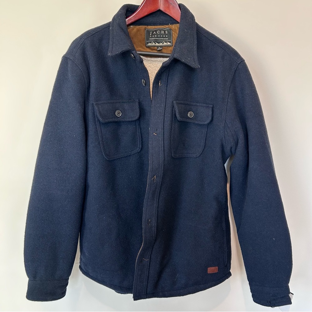 Jachs New York Men's Navy Sherpa Lined Utility Shirt Jacket Size M